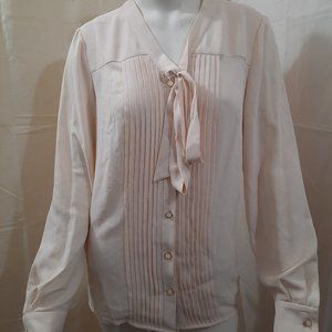 ANNE KLEIN LS V-NECK TIE FRONT BLOUSE 12